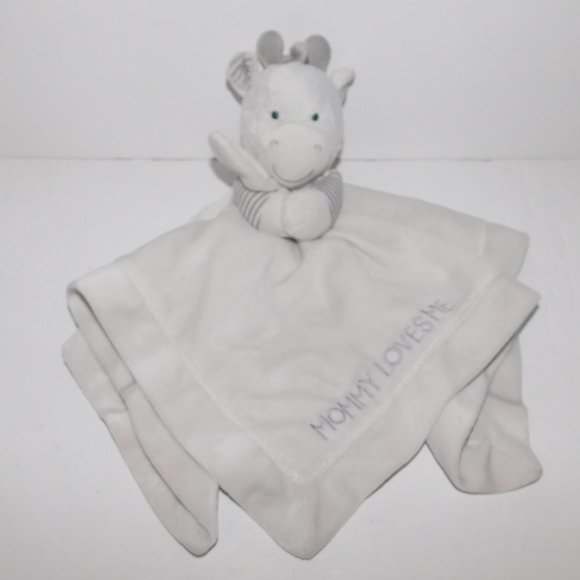 Carters Gray Giraffe MOMMY LOVES ME Security Blanket w Rattle Lovey Nunu - Picture 7 of 7
